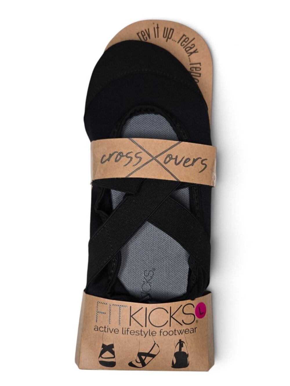 NWT Fitkicks Crossovers Active Lifestyle Ballet Slippers Womens Black Studio L